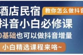 抖音本地生活酒店民宿运营，0基础也可以做抖音增量