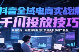 抖音全域电商实战，千川投放技巧，赛道选择、经营策略制定以及各类投放细节要点