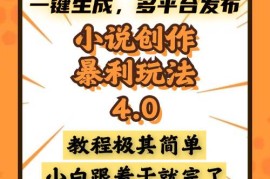 （13706期）小说创作暴利玩法4.0，一键生成，多平台发布，课程极其简单，小白一学…