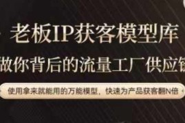 老板IP流量供应链，动作越少，账号越好，使用拿来就能用的万能模型，快速为产品获客翻N倍
