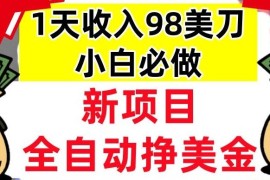 新项目，全自动挣美刀，1天收入98刀，0门槛，适合新人的被动收入（最终版本）
