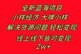 全新蓝海项目，小样经济大牌小样，线上和线下都可变现，月入 2W 