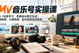 AI MV音乐号实操课，从0-1深度学习，零基础AI图文生成、人像精修、分镜剪辑、起号变现实战教程