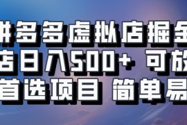 拼多多虚拟店掘金 单店日入500  可放大 副业首选项目 简单易上手