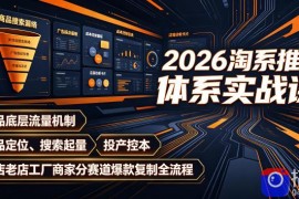 2026淘系推广体系实战课｜新品底层流量机制、选品定位、搜索起量、投产控本、新店老店工厂商家分赛道爆款复制全流程