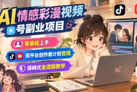 AI情感彩漫视频号副业项目，零基础上手，双平台创作者计划变现，保姆式全流程教学