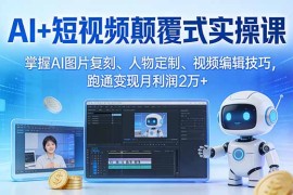 AI 短视频颠覆式实操课：掌握AI图片复刻、人物定制、视频编辑技巧，跑通变现月利润2万 