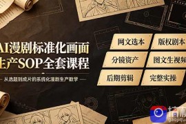 AI漫剧标准化画面生产SOP全套课程，网文选本版权剧本分镜资产全覆盖，图文生视频后期剪辑完整实操教学