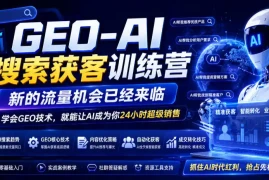 GEO-AI搜索获客训练营，新的流量机会已经来临，学会GEO技术，就能让AI成为你24小时超级销售(更新0919)