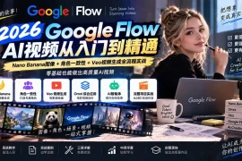 【无水印】Google Flow AI视频从入门到精通：Nano Banana图像 角色一致性 Veo视频生成全流程实战-精翻中英字幕