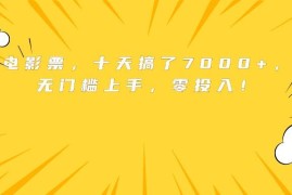 （15821期）靠卖电影票，十天搞了7000 ，小白无门槛上手，零投入！