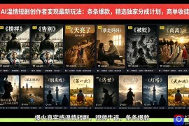 AI温情短剧创作者变现最新玩法：视频牛逼，条条爆款，精选独家分成计划，商单收徒