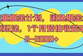流量掘金计划，闲鱼掘金全案玩法，1个月预估收益500-2000 