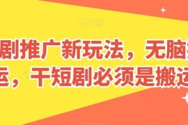 短剧推广新玩法，无脑搬运，干短剧必须是搬运【揭秘】