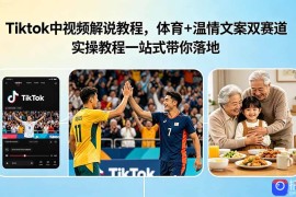 Tiktok中视频解说教程，体育 温情文案双赛道实操教程一站式带你落地