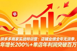 拼多多商家实战特训营：店铺业绩全年无淡季，年增长200% 单店年利润突破百万(26年4月10日更新