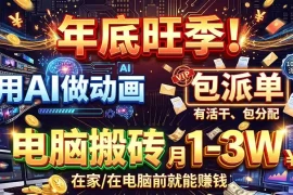 AI代做动画，旺季捡钱！一单500-1000 ，提供做单渠道，新手可做！