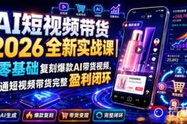 AI短视频带货2026全新实战课｜零基础复刻爆款AI带货视频，跑通短视频带货完整盈利闭环