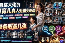 AI育儿真人短剧变现课：AI写剧本×AI生成画面×零成本产出×伙伴计划×分成计划×光合计划×商单收徒