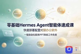 零基础Hermes Agent智能体速成课，快速部署配置对接办公软件；一键自动化报表PPT降低工作负担