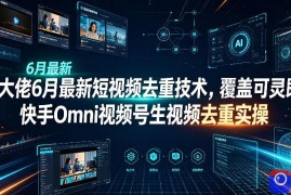 某大佬6月最新短视频去重技术，覆盖可灵即梦快手Omni视频号生视频去重实操