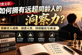 付费文章：如何拥有远超同龄人的洞察力？拆解名人成败、洞悉人性、持续输出与商业实践