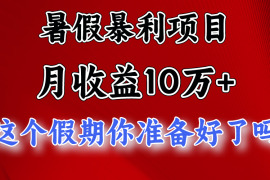 月入10万 ，暑假暴利项目，每天收益至少3000 
