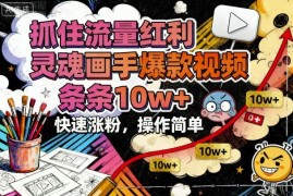 抓住流量红利，灵魂画手爆款视频，条条10w ，快速涨粉，操作简单