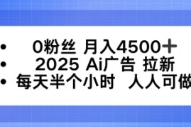 0粉丝月入4.5k ，2025AI广告拉新，每天半个小时，人人可做