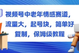 视频号中老年情感赛道，流量大，起号块，简单好复制，保姆级教程