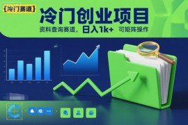 冷门创业项目，资料查询赛道，日入1k ，可矩阵操作