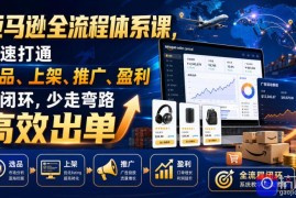 亚马逊全流程体系课，快速打通选品、上架、推广、盈利全闭环，少走弯路高效出单