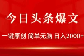 （9953期）今日头条爆文，一键原创，简单无脑，日入2000 