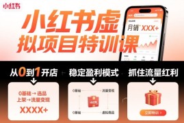 小红书虚拟项目特训课，帮你从0到1打造稳定盈利的店铺，抓住流量红利（更新9月）