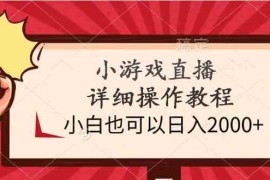 （9640期）小游戏直播详细操作教程，小白也可以日入2000 
