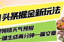今日头条掘金新玩法，关于新型领域天气预报，AI 一键生成两分钟一篇文章