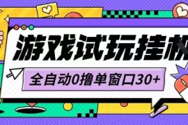 最新0撸小游戏试玩全自动挂G项目单窗口30 不吃电脑配置能开机就能干可矩阵放大操作【揭秘】