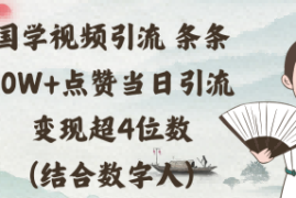 国学视频引流条条10W 点赞当日引流变现超4位数(结合数字人)