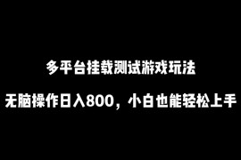 多平台挂载测试游戏玩法，无脑操作日入800 ，小白也能轻松上手