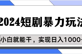 蓝海项目 2024短剧暴力多种玩法，小白必备，轻松实现日入1000 