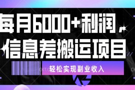 揭秘信息差搬运项目，每月 6000  利润，轻松实现副业收入