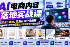 AI电商内容落地实战课：从节点工作流、导演台到分镜创作，掌握电商图文视频批量生产与商业交付全流程教学
