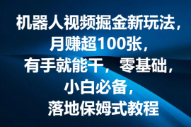 机器人视频掘金新玩法，月赚超100张，有手就能干，零基础，小白必备，落地保姆式教程