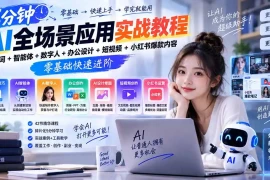 AI全场景应用实战教程｜提示词 智能体 数字人 办公设计 短视频 小红书爆款内容，零基础快速进阶
