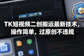 TK短视频二创搬运最新技术，操作简单，过原创不违规