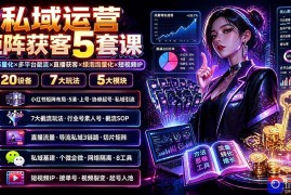 私域运营矩阵获客5套课：小红书量化×多平台截流×直播获客×绿泡泡量化×短视频IP×20设备×7大玩法
