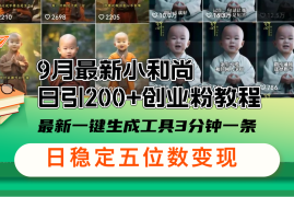（12552期）9月最新小和尚日引200 创业粉教程，最新一键生成工具3分钟一条，日稳定…