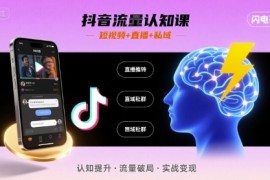 抖音流量认知课，短视频 直播 私域，认知提升，闪电开悟