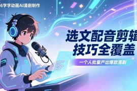 2026字字动画AI漫剧制作-1期，选文配音剪辑技巧全覆盖，一个人就能批量产出爆款漫剧