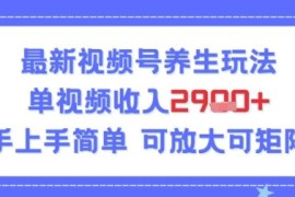 视频号养生玩法，单视频收入2.9k，新手上手简单